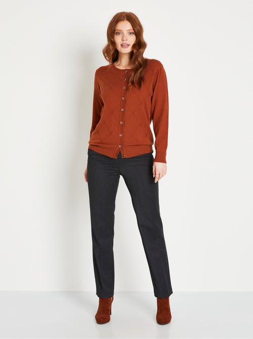 Gilet cardigan uni boutonné modal mélangé - Afibel - Kiabi