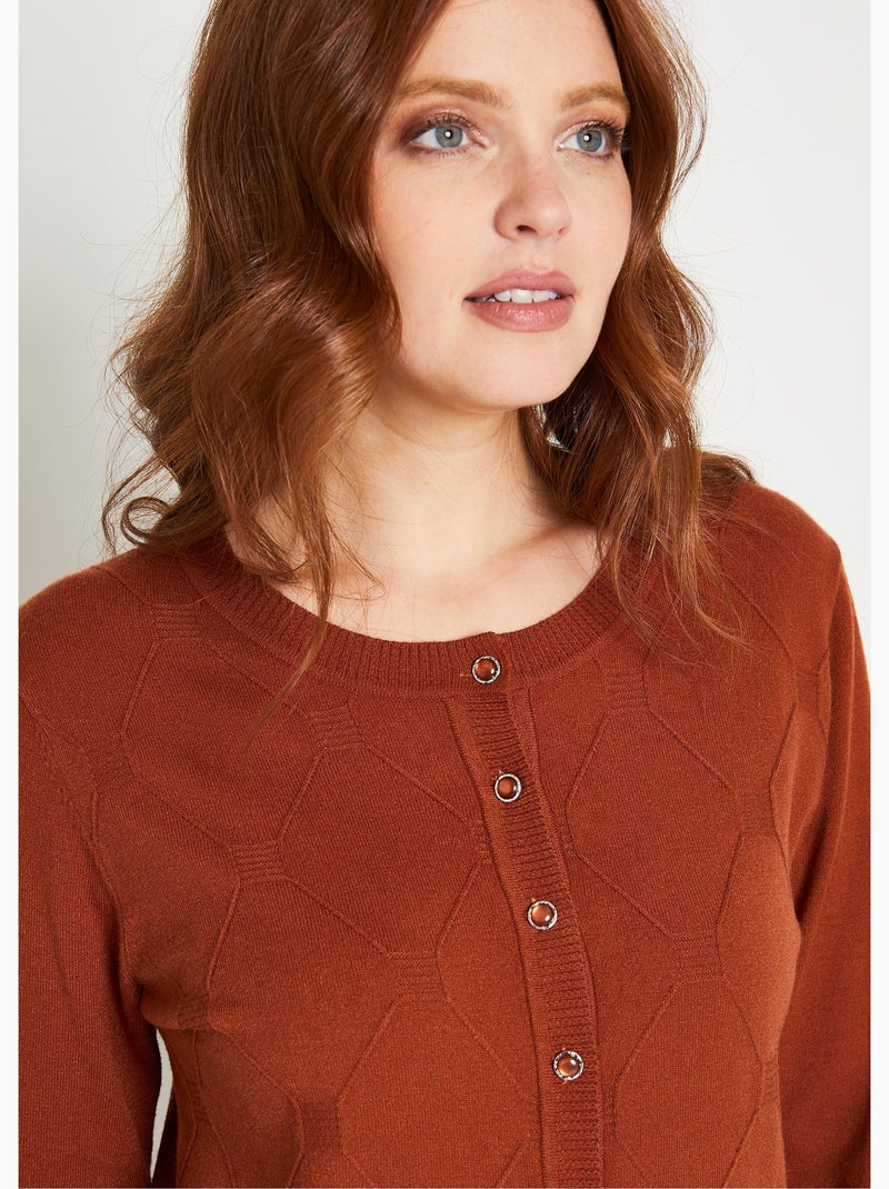 Gilet cardigan uni boutonné modal mélangé - Afibel Marron noisette - Kiabi