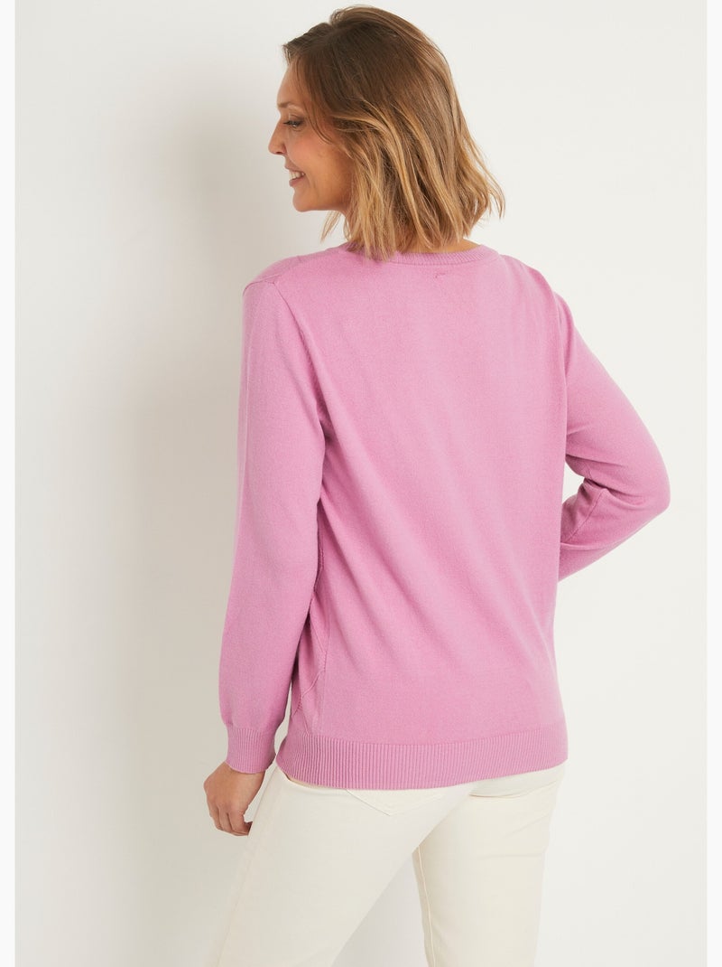 Gilet cardigan uni boutonné modal mélangé - Afibel Rose - Kiabi