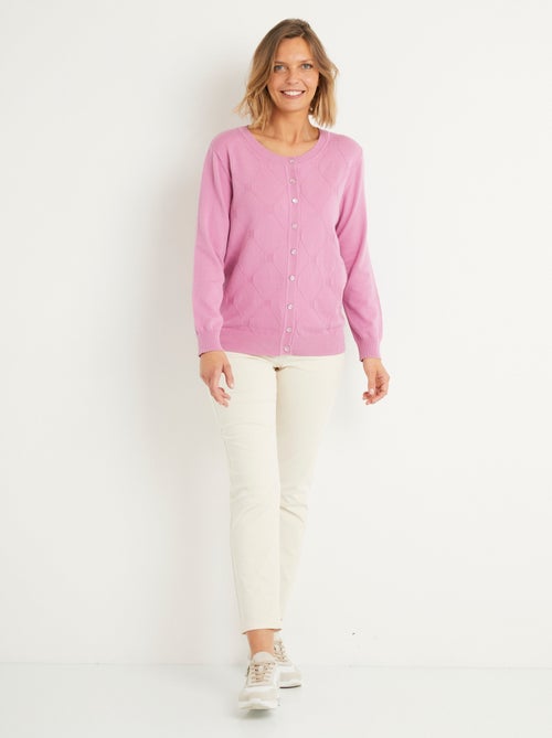 Gilet cardigan uni boutonné modal mélangé - Afibel - Kiabi