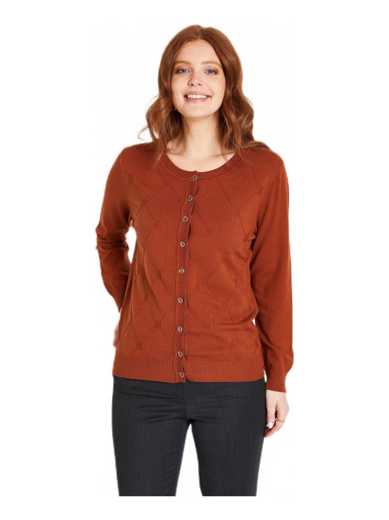 Gilet cardigan uni boutonné modal mélangé Marron noisette - Kiabi