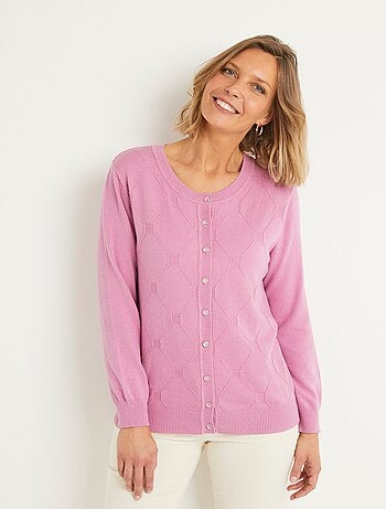 Gilet cardigan uni boutonné modal mélangé