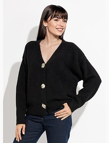 Gilet chaud avec boutons bijou en métal - afibel