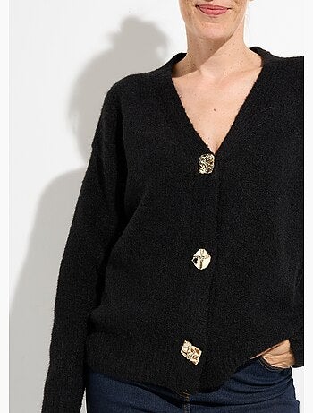 Gilet chaud avec boutons bijou en métal - afibel