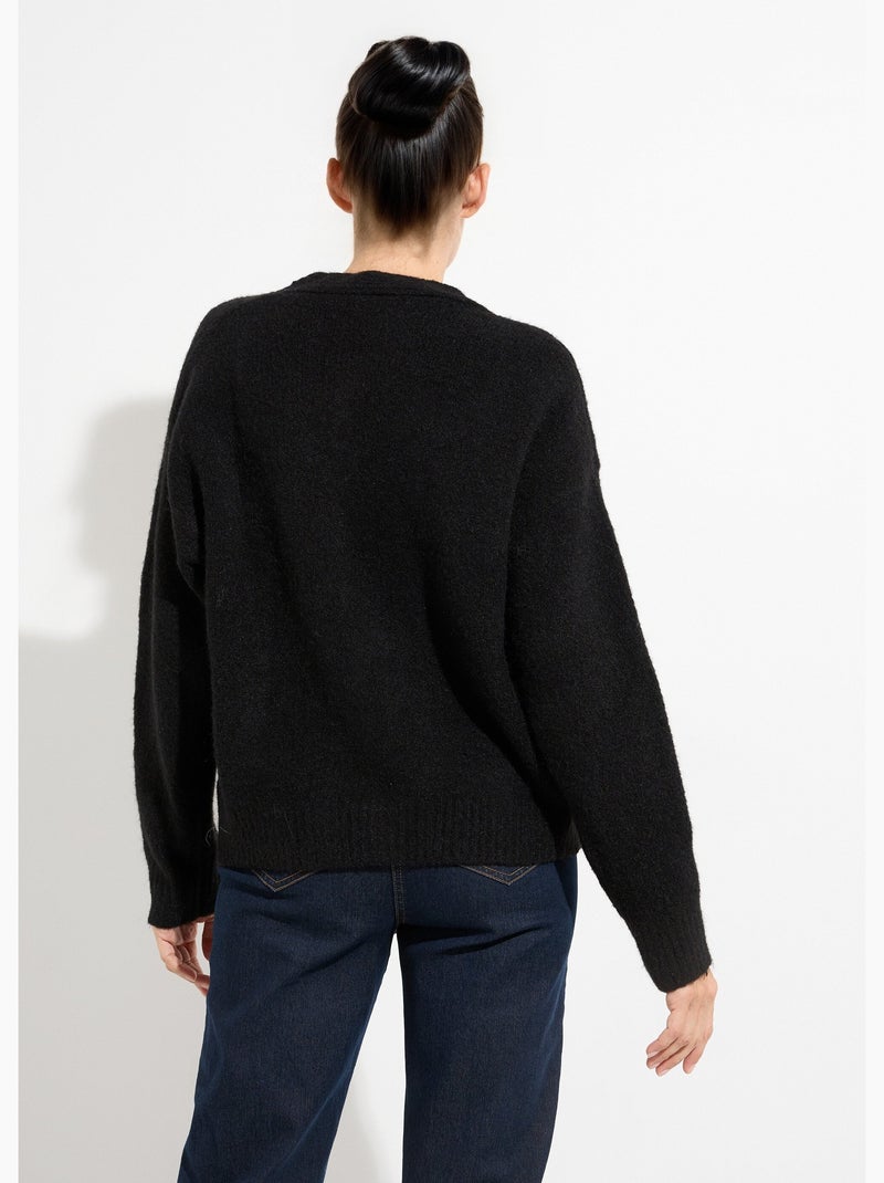 Gilet chaud avec boutons bijou en métal - afibel Noir - Kiabi