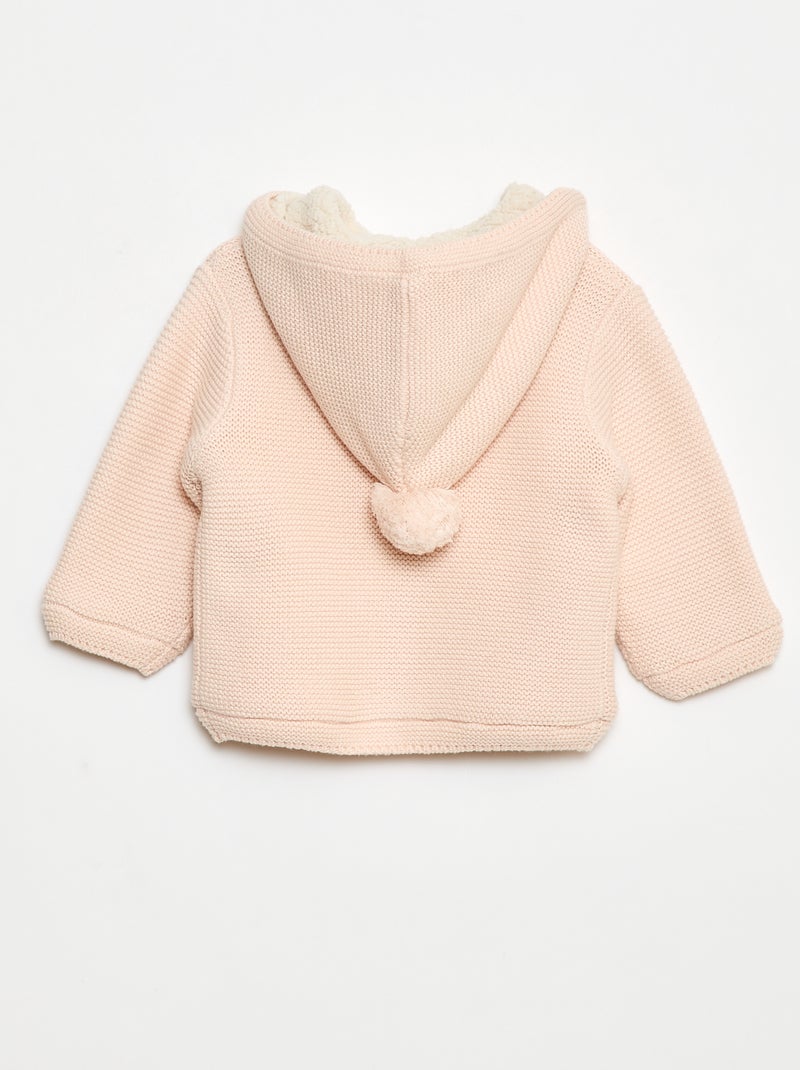 Gilet chaud boutonné en coton Rose - Kiabi