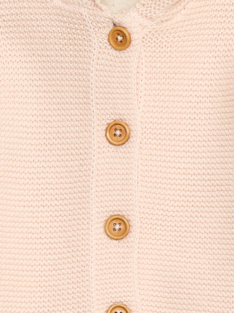 Gilet chaud boutonné en coton Rose - Kiabi