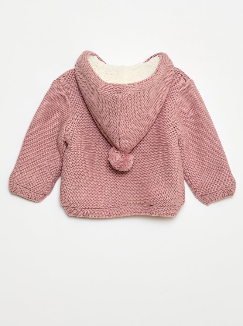 Gilet chaud boutonné en coton Rose - Kiabi