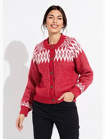 Gilet chaud boutonné jacquard graphique - Afibel