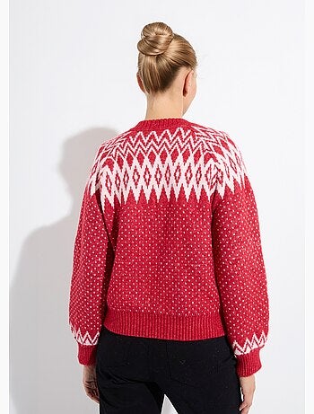 Gilet chaud boutonné jacquard graphique - Afibel