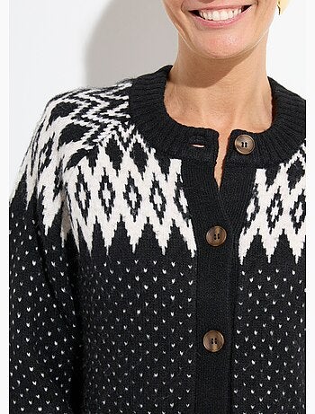 Gilet chaud boutonné jacquard graphique - Afibel