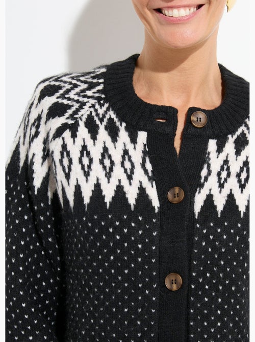 Gilet chaud boutonné jacquard graphique - Afibel - Kiabi