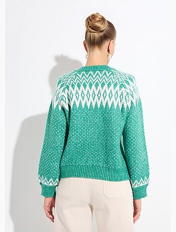 Gilet chaud boutonné jacquard graphique - Afibel