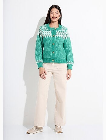 Gilet chaud boutonné jacquard graphique - Afibel