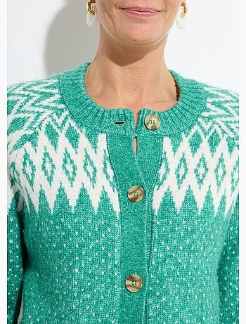 Gilet chaud boutonné jacquard graphique - Afibel