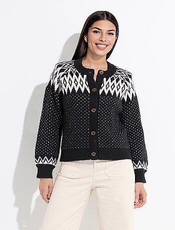 Gilet chaud boutonné jacquard graphique