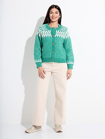 Gilet chaud boutonné jacquard graphique