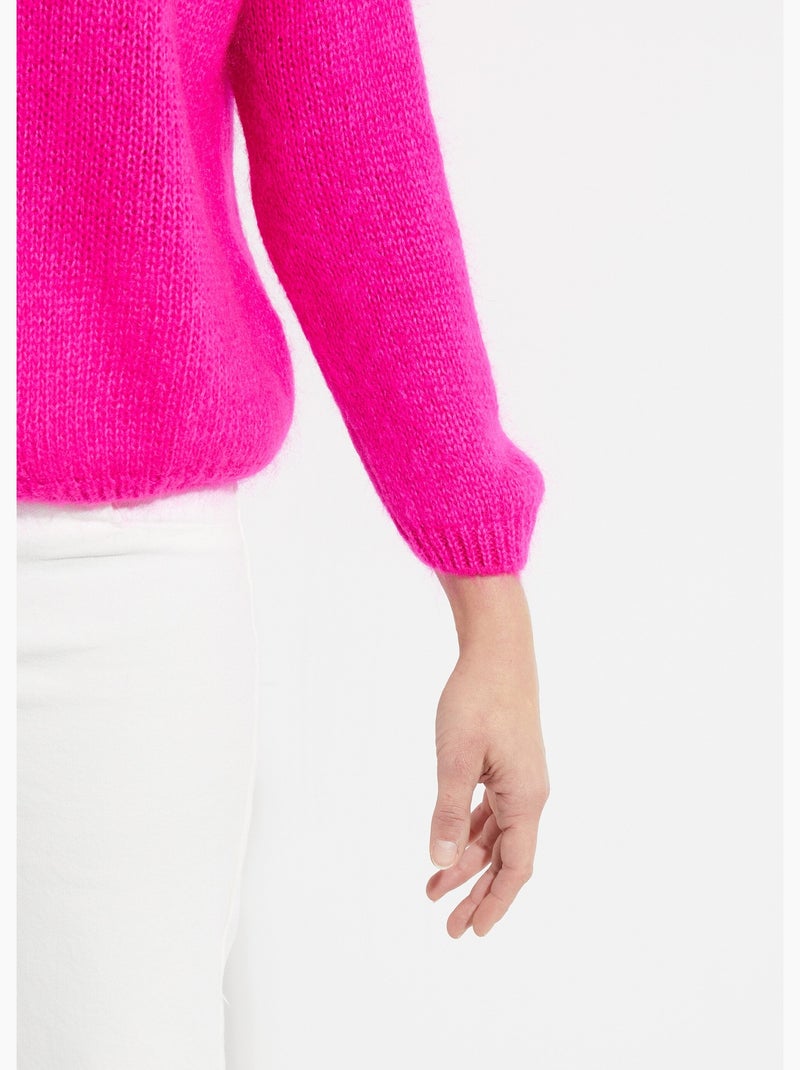 Gilet chaud col V en maille mohair - AFIBEL Rose fushia - Kiabi