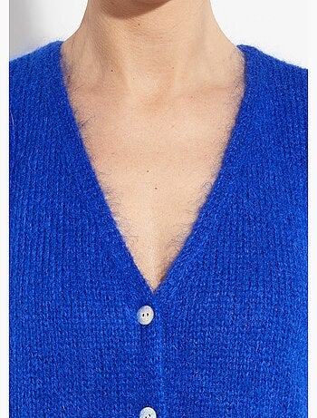 Gilet chaud col V en maille mohair