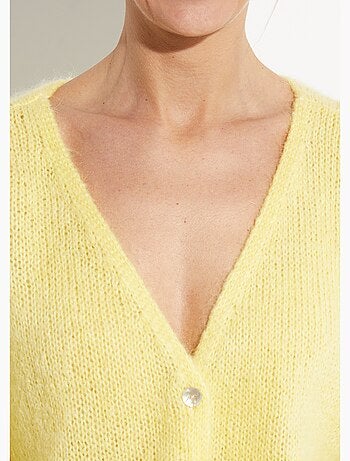 Gilet chaud col V en maille mohair