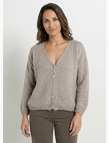 Gilet chaud col V en maille mohair