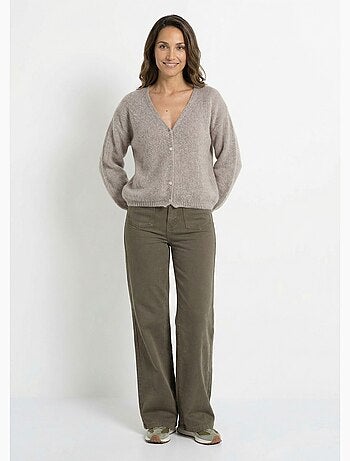 Gilet chaud col V en maille mohair