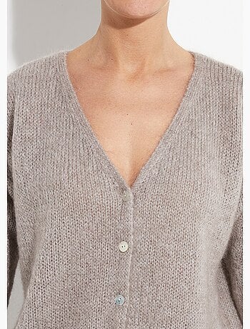 Gilet chaud col V en maille mohair