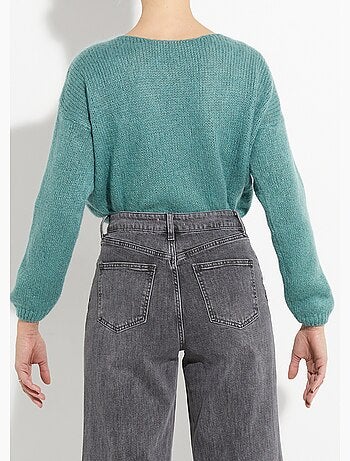 Gilet chaud col V en maille mohair