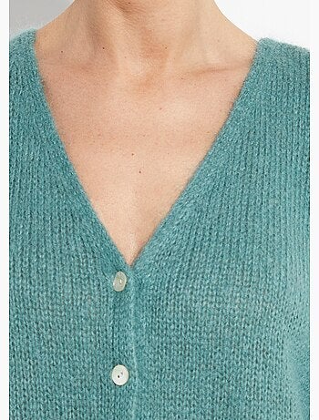 Gilet chaud col V en maille mohair