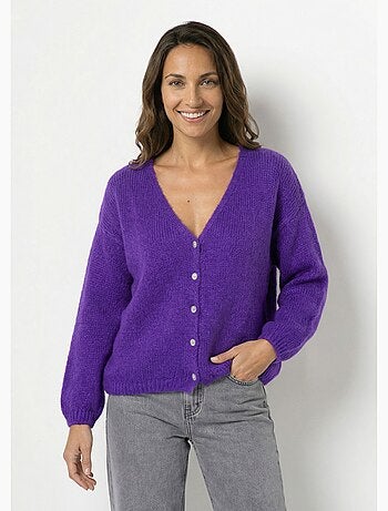 Gilet chaud col V en maille mohair