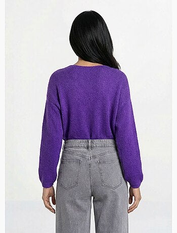 Gilet chaud col V en maille mohair