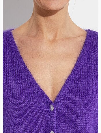 Gilet chaud col V en maille mohair