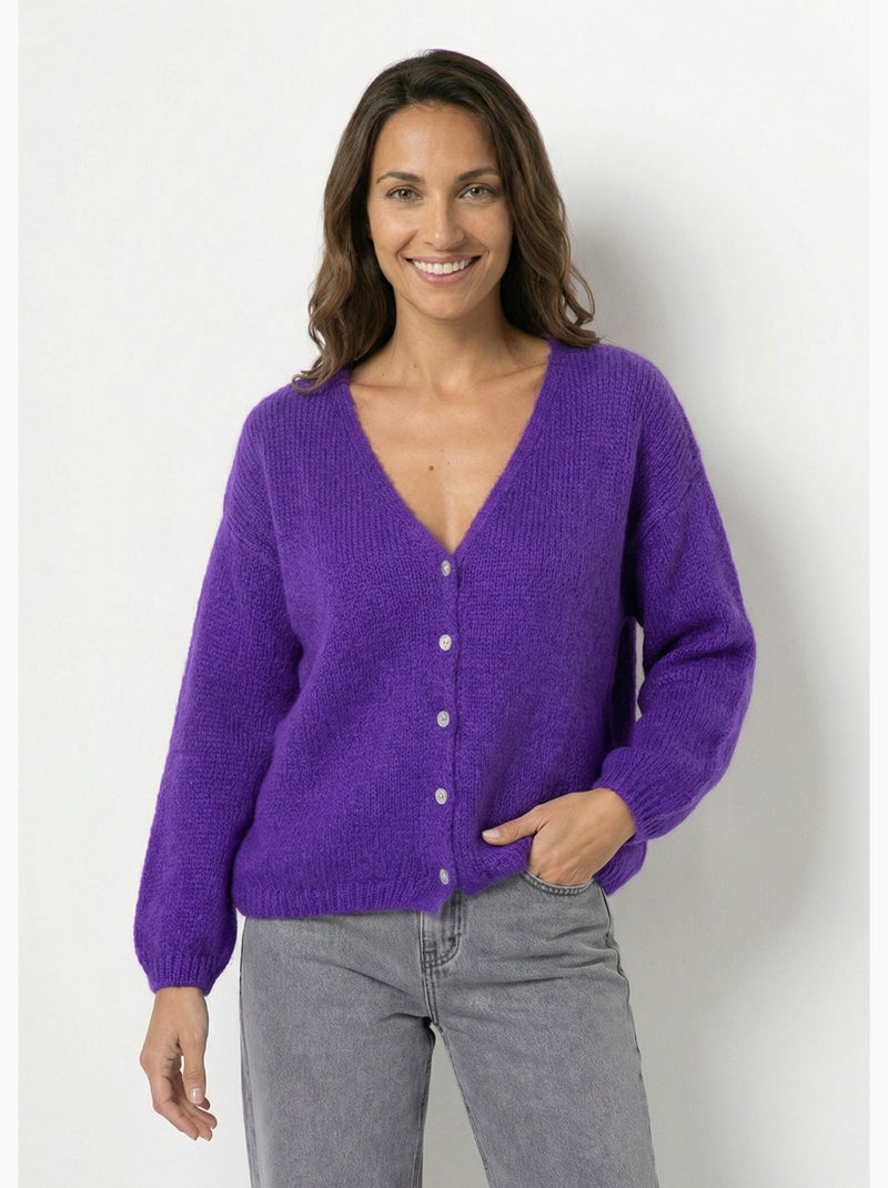 Gilet Femme Lands' End Violet – Polaire Rembourré – Zip Intégral – Taille S