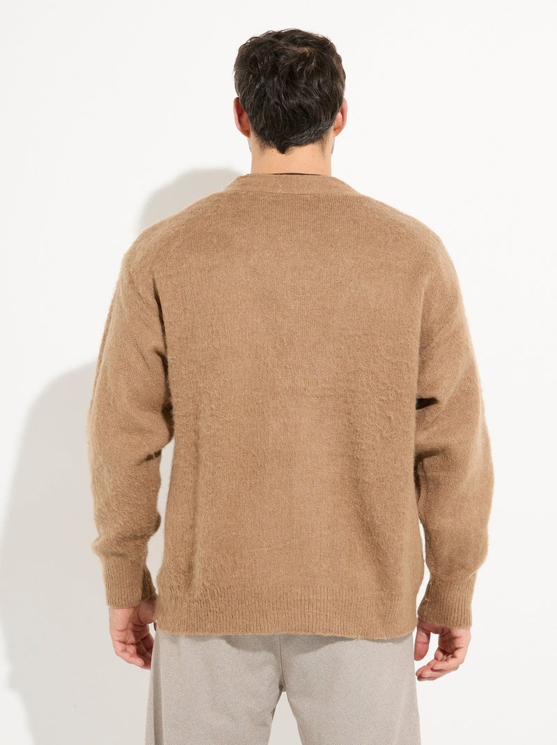 Gilet chaud en maille avec de la laine - AFIBEL Camel - Kiabi
