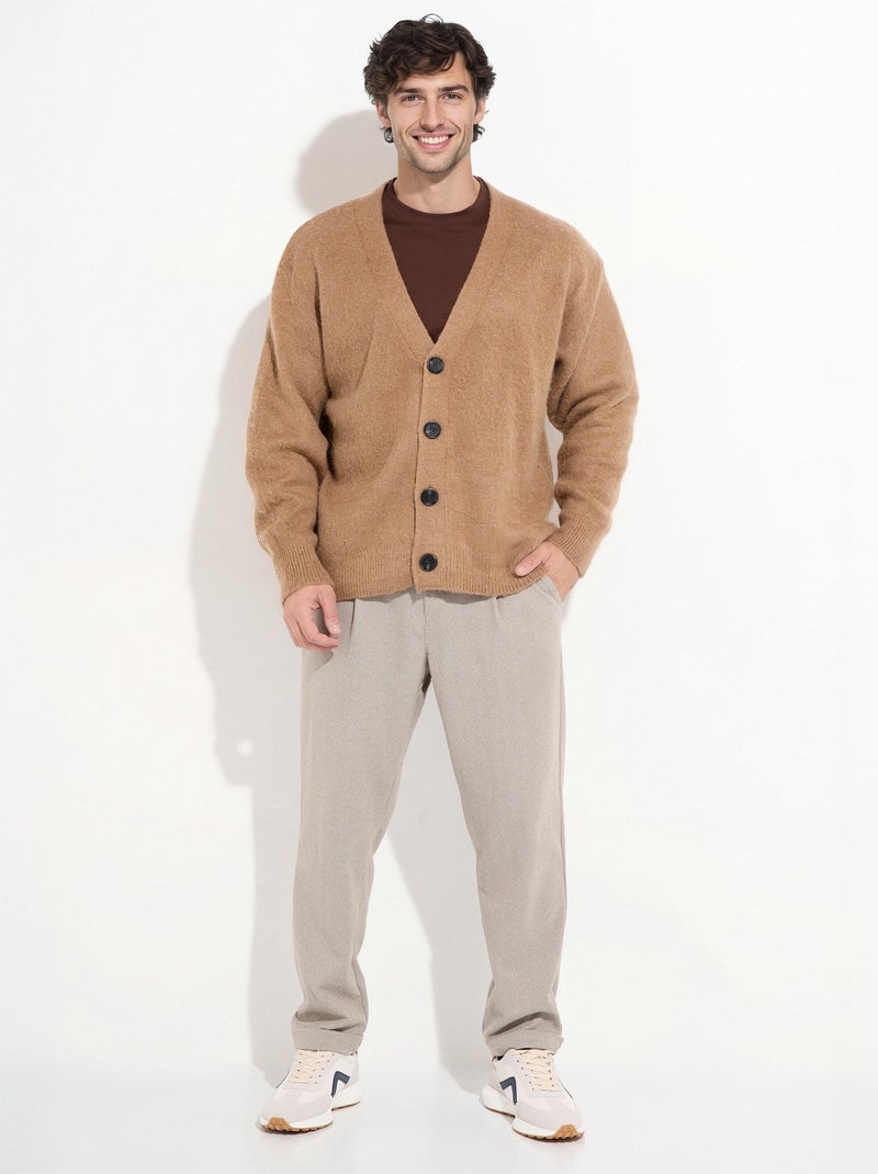Gilet chaud en maille avec de la laine - AFIBEL Camel - Kiabi
