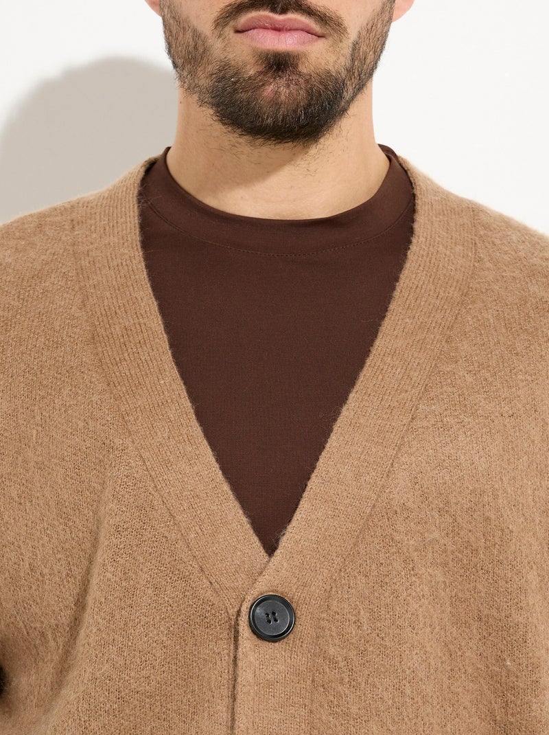 Gilet chaud en maille avec de la laine - AFIBEL Camel - Kiabi