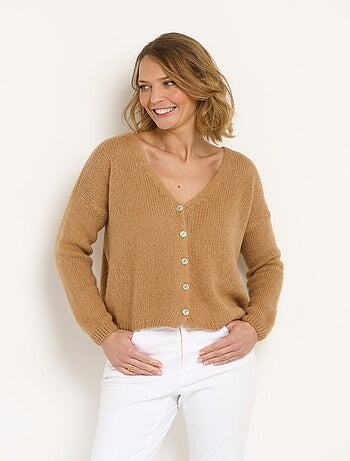 Gilet chaud en mohair avec col v - afibel