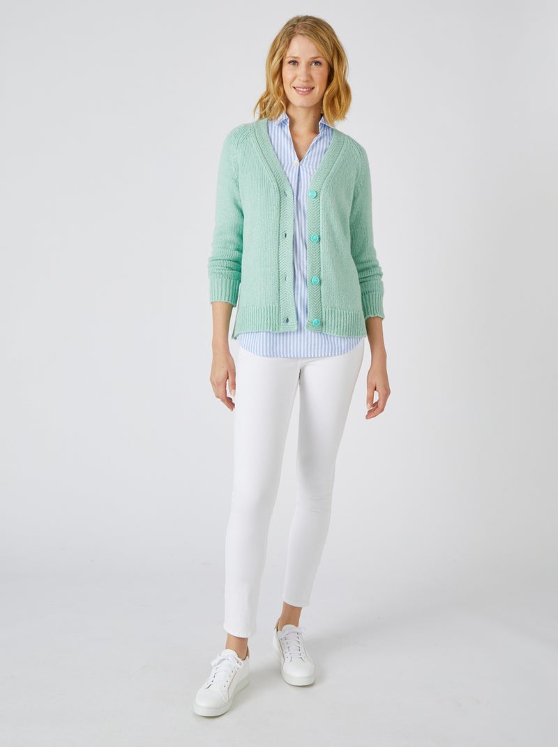 Gilet chaud motif chevrons Thermolactyl - Damart Vert clair - Kiabi