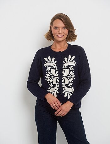 Gilet chaud motifs fantaisie appliqués