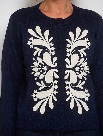 Gilet chaud motifs fantaisie appliqués