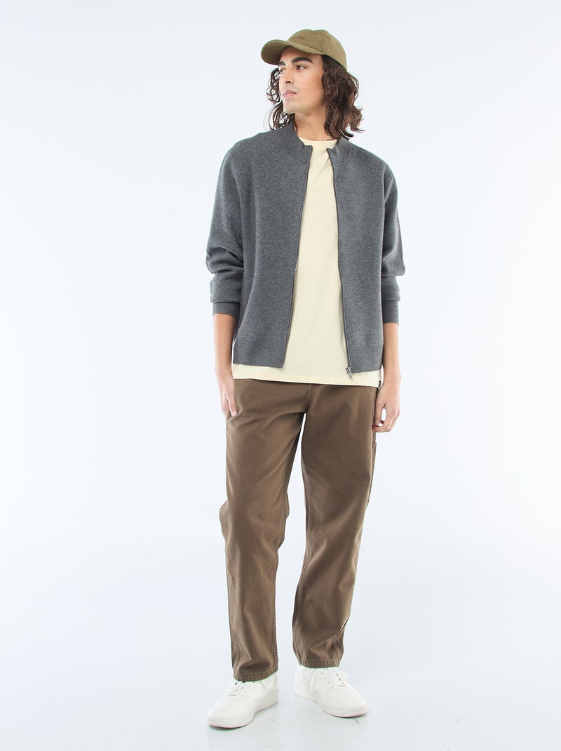 Gilet chaud zippé à col montant Gris - Kiabi