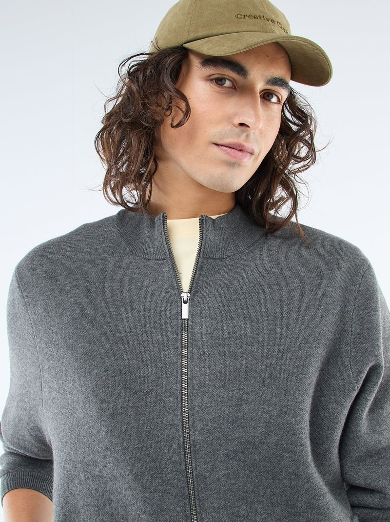 Gilet chaud zippé à col montant Gris - Kiabi