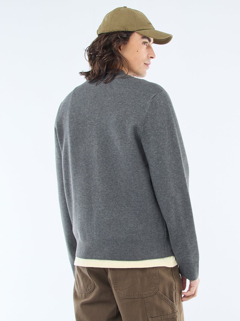 Gilet chaud zippé à col montant Gris - Kiabi
