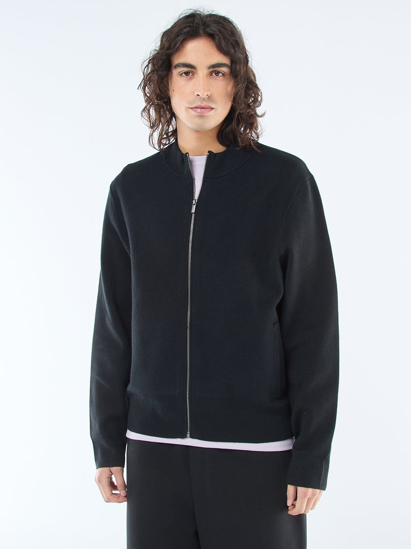 Gilet chaud zippé à col montant Noir - Kiabi