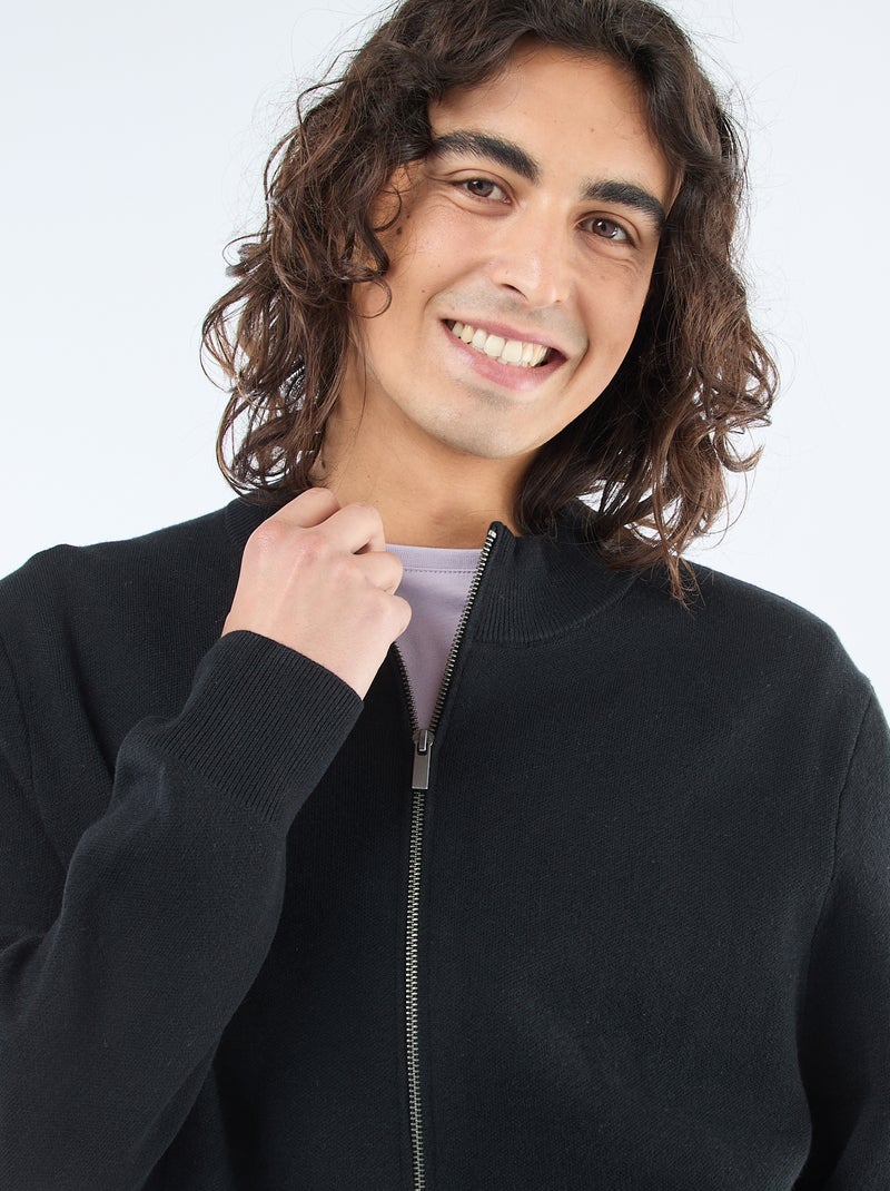 Gilet chaud zippé à col montant Noir - Kiabi