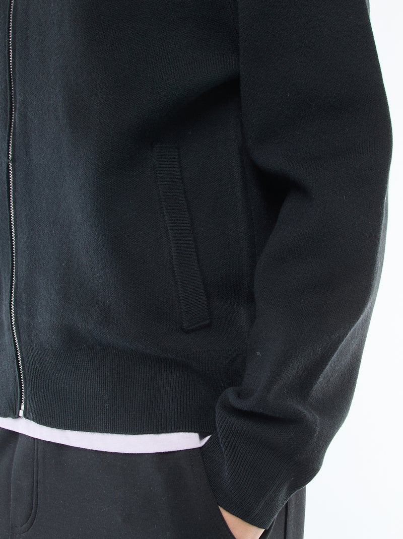 Gilet chaud zippé à col montant Noir - Kiabi