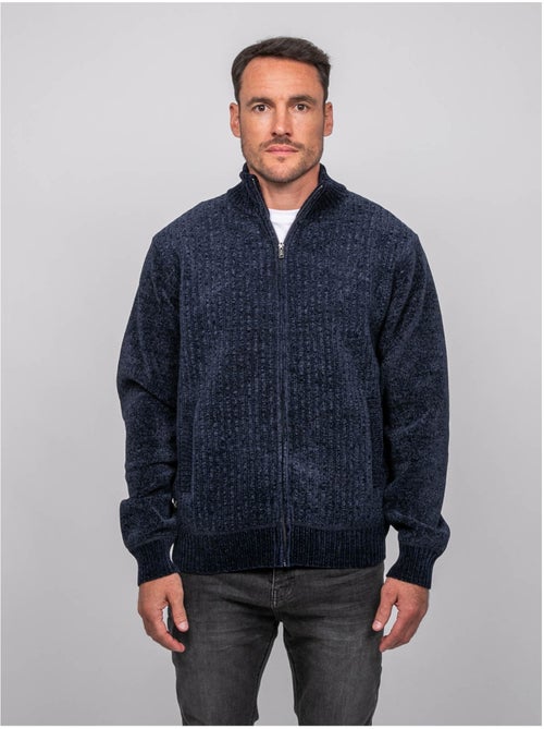 Gilet chenille zippé col montant limago - Kiabi