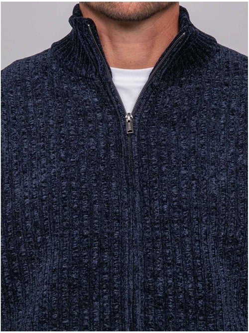 Gilet chenille zippé col montant limago - Kiabi