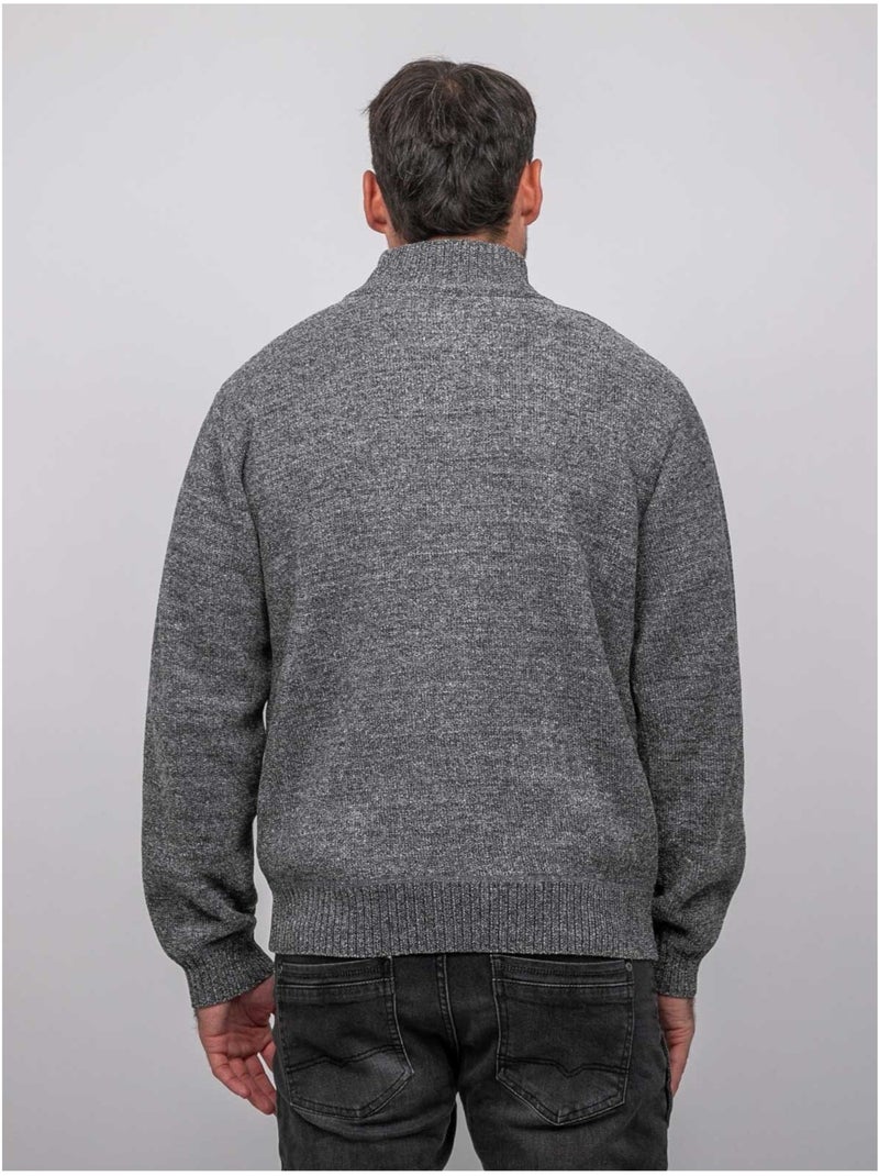 Gilet chenille zippé col montant limago Gris - Kiabi