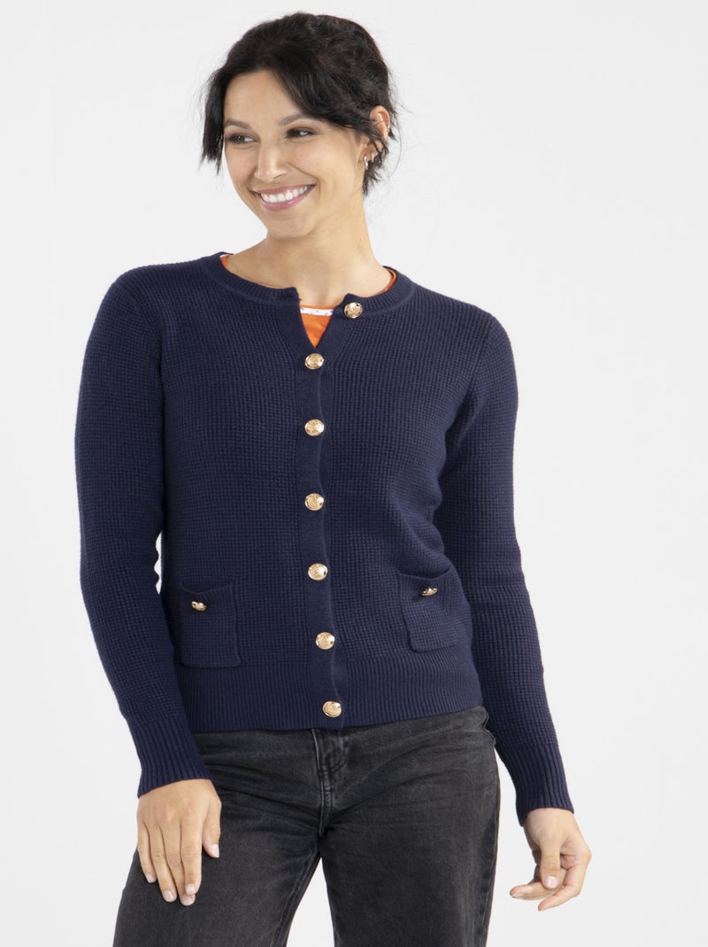 Gilet Chic   Avec Col Rond | Gerard Pasquier Bleu marine - Kiabi
